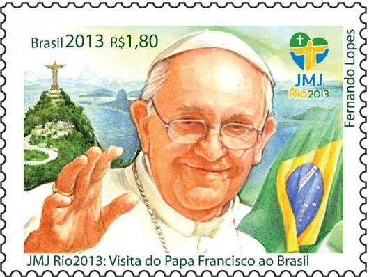 Correios lançam selo para celebrar a visita do Papa do Brasil
