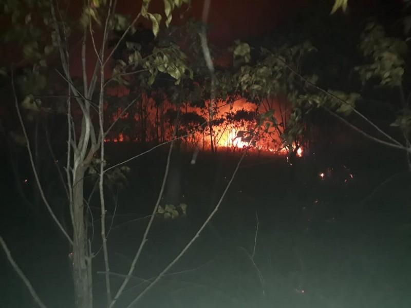 Bombeiros combatem incêndio em vegetação na cidade de Balneário Arroio do Silva