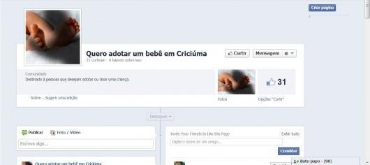 Página no Facebook negocia adoção de bebês em Criciúma