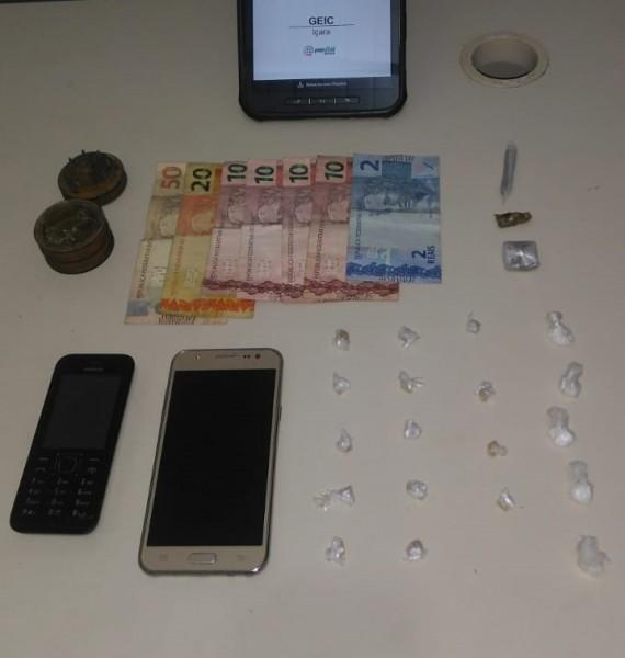 Traficante é preso com crack, maconha e cocaína em Içara