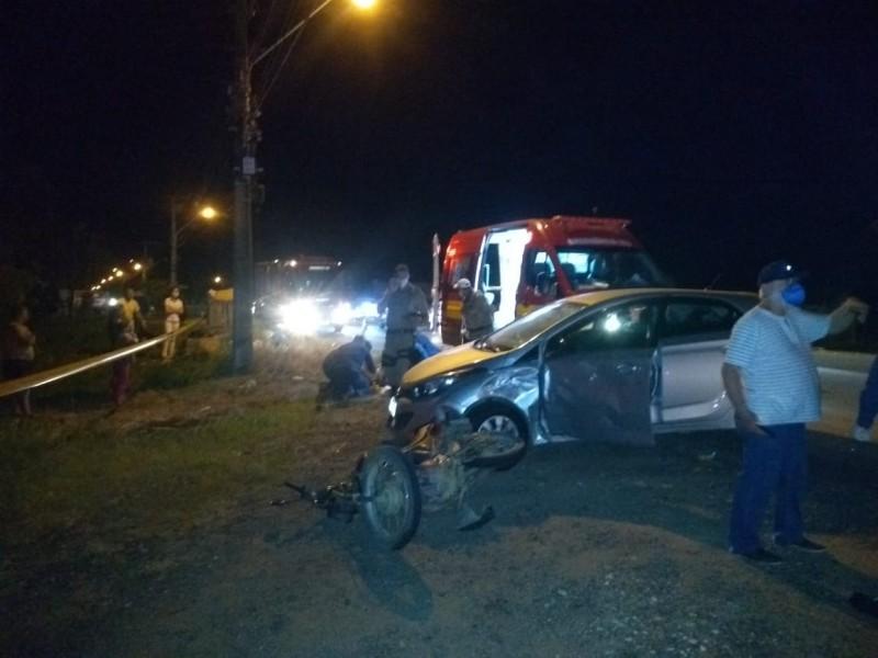Motociclista fica ferido após colisão com automóvel em Gravatal 