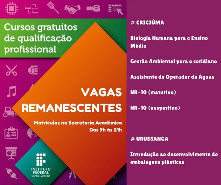 Matrículas abertas para cursos de qualificação profissional no Ifsc