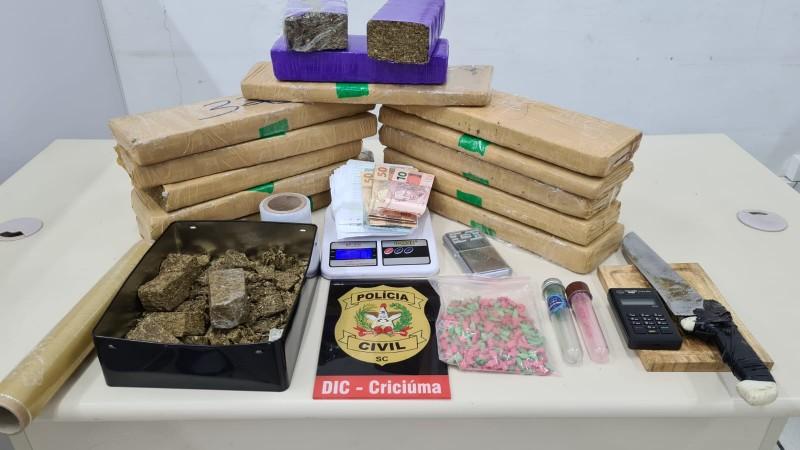 Quase 18 quilos de maconha são apreendidos em Criciúma