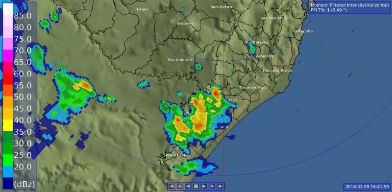 Frente fria provoca chuva forte no Sul do Estado