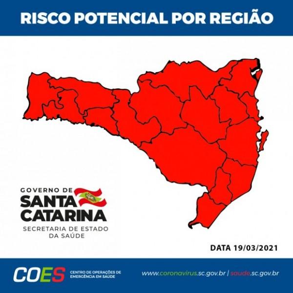 Santa Catarina segue com todas as regiões no nível gravíssimo, aponta nova matriz de risco
