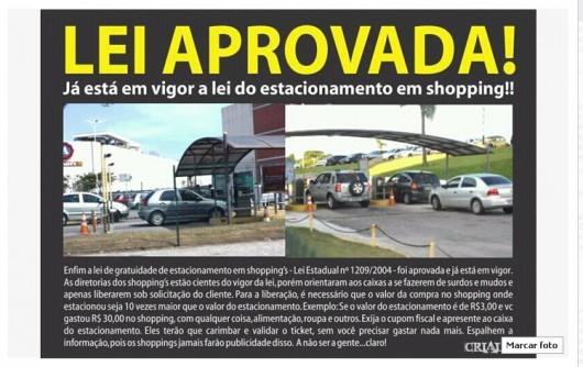 Shoppings possuem permissão para cobrar estacionamento