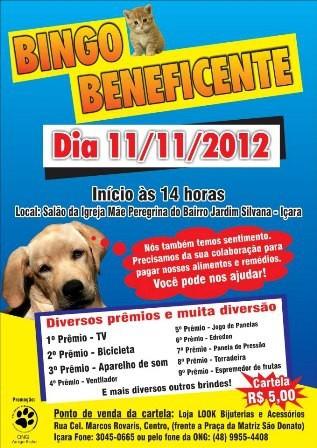 ONG Amigo Bicho promove bingo neste domingo
