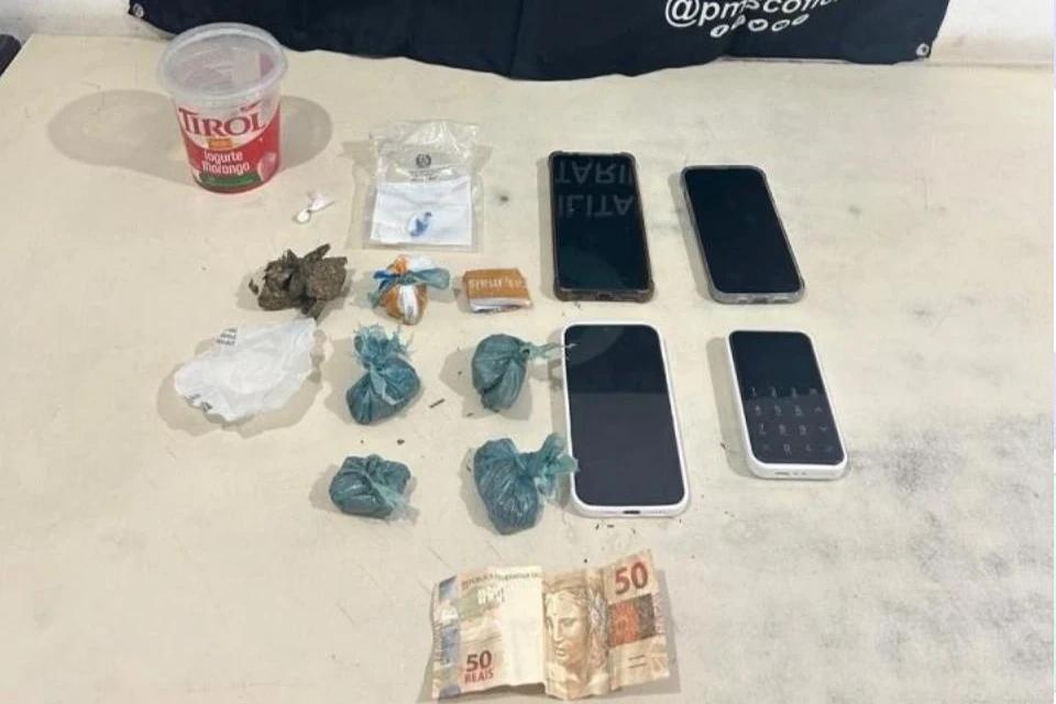 Casal é preso em flagrante com dinheiro, cocaína e maconha