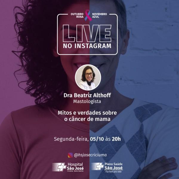 Mastologista Beatriz Althoff fará live para trazer informações sobre o câncer mama