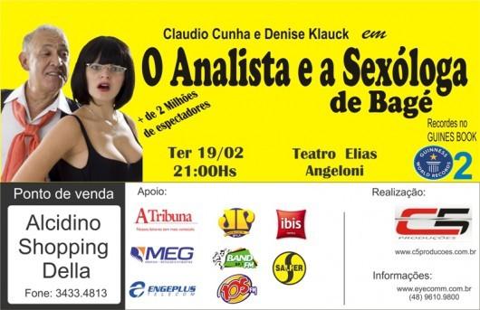 Acompanhado da sexóloga, O Analista de Bagé volta a Criciúma