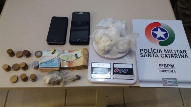 Polícia apreende porções de cocaína e maconha em Criciúma 
