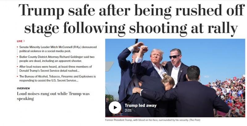 Trump retirado de comício às pressas com sangue no rosto