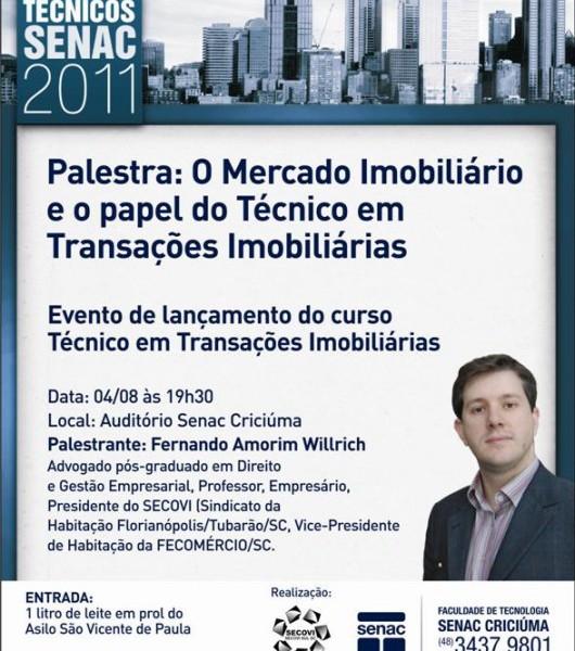 Senac promove palestra: O Mercado Imobiliário e o papel do Técnico em Transações Imobiliárias