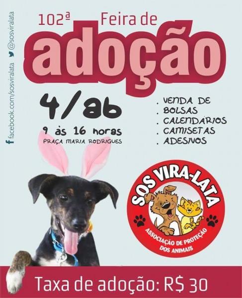 SOS Vira-Lata realiza feira de adoção no sábado