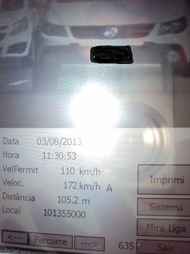 Carro é flagrado a 172 quilômetros por hora em Jaguaruna