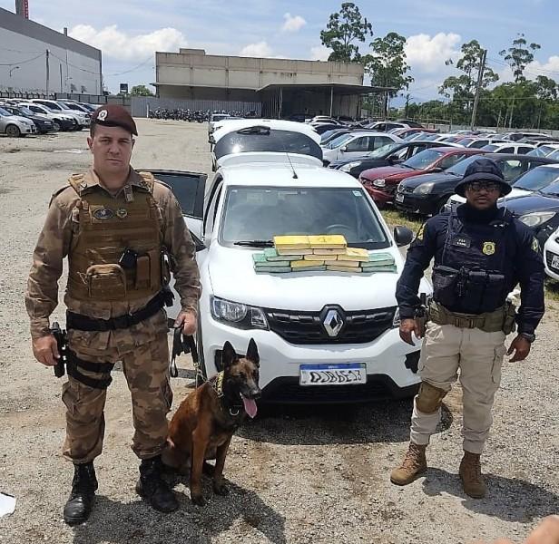 Vídeos: PRF e PM apreendem mais de R$ 2,8 milhões em cocaína na BR-101 em Palhoça