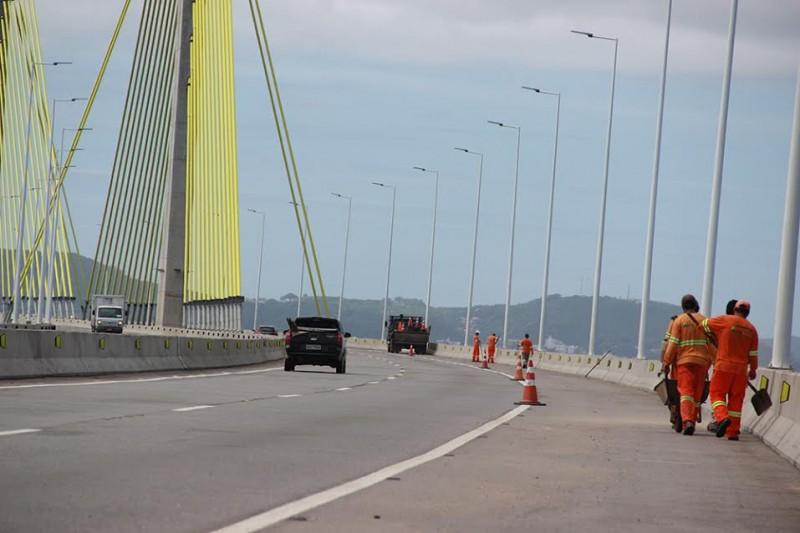 Dnit faz trabalhos de conservação na ponte Anita Garibaldi e em via lateral