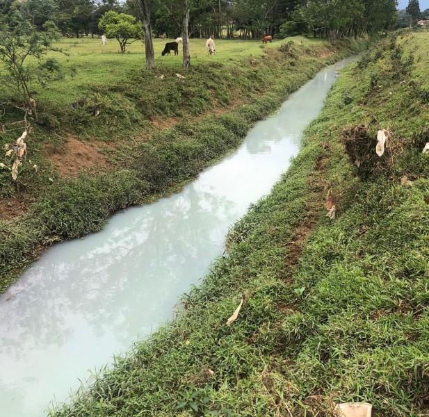Rio Linha Anta volta a sofrer com poluição e fica branco
