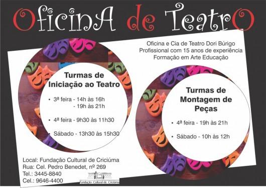 Inscrições abertas para oficina de teatro na FCC
