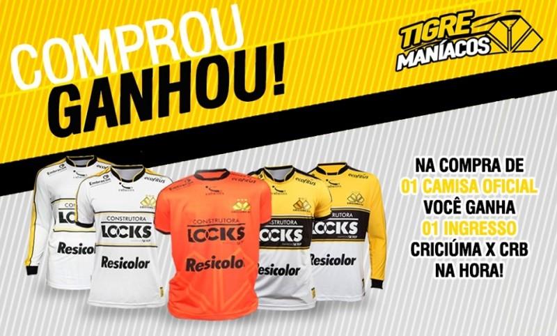 Compra de camisa do Criciúma na Tigre Maníacos dá direito a ingresso