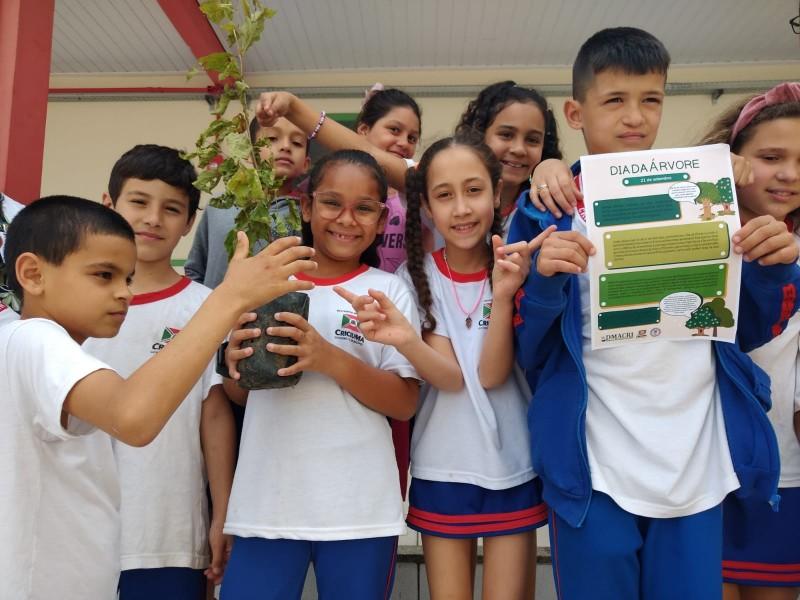 Diretoria de Meio Ambiente incentiva o plantio de árvores frutíferas nas escolas de Criciúma
