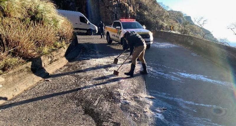 PMRv informa pontos de congelamento na Serra do Rio do Rastro; sensação térmica é de -13°C 