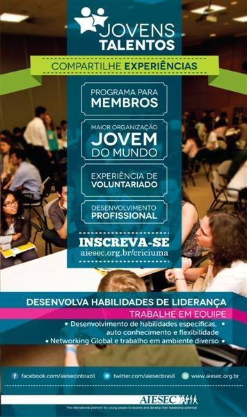 Processo seletivo para intercambistas está aberto na Aiesec Criciúma