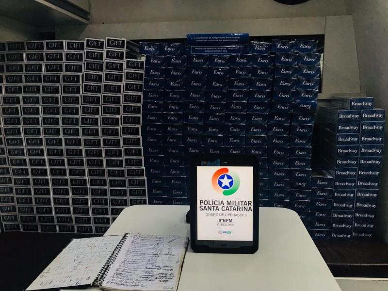 PM apreende 3,5 mil carteiras de cigarros clandestinos Criciúma