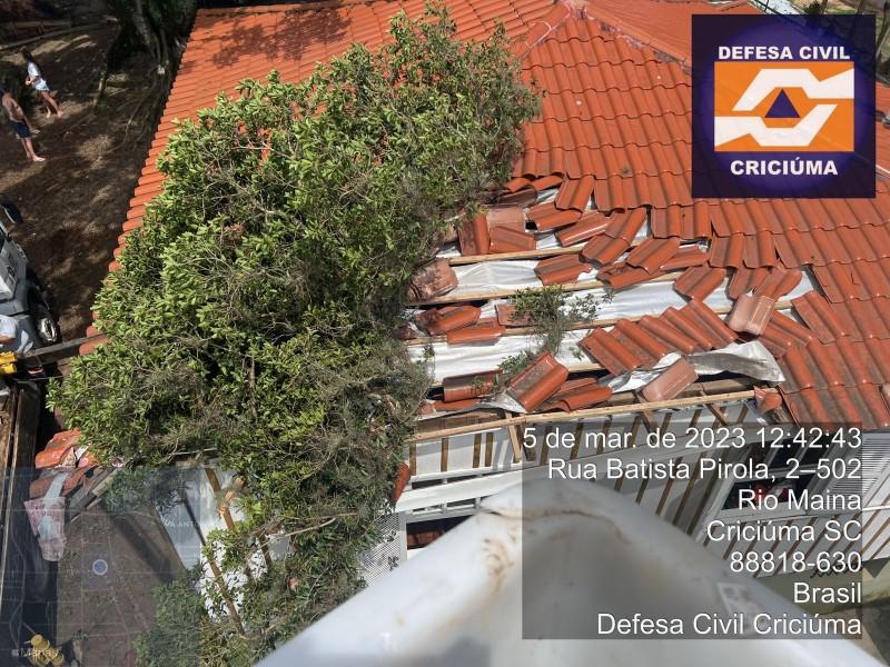 Defesa Civil atendeu mais de 50 ocorrências em virtude das chuvas e ventos em Criciúma 