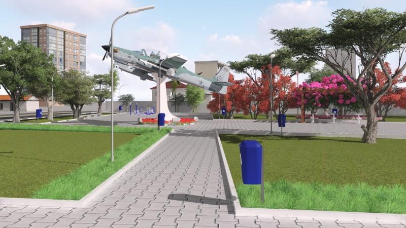 Obras de construção da praça com memorial ao Aeroporto Anita Garibaldi iniciam em Tubarão 
