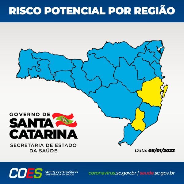 Região Carbonífera retorna para a cor amarela na Matriz de Risco Potencial da Covid-19