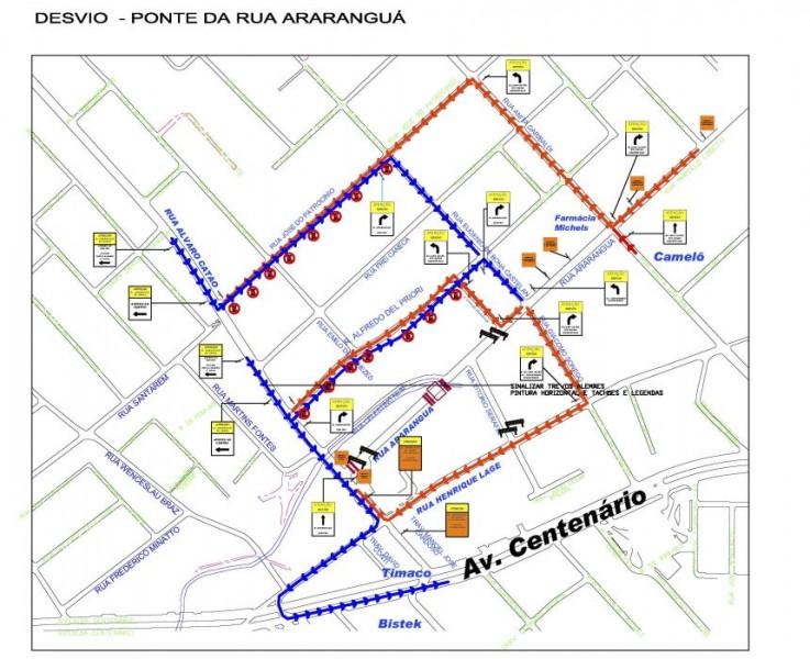 Confira as rotas alternativas para desvio de interdição na rua Araranguá