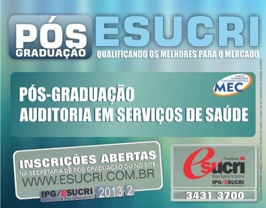 Esucri: começa neste sábado a pós-graduação em Auditoria em Serviços de Saúde