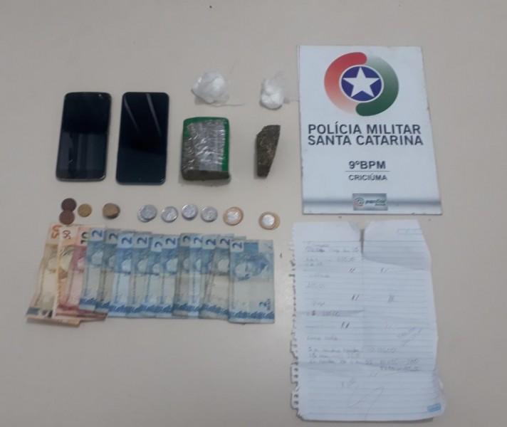 Polícia Militar apreende porções de cocaína e maconha em Criciúma 