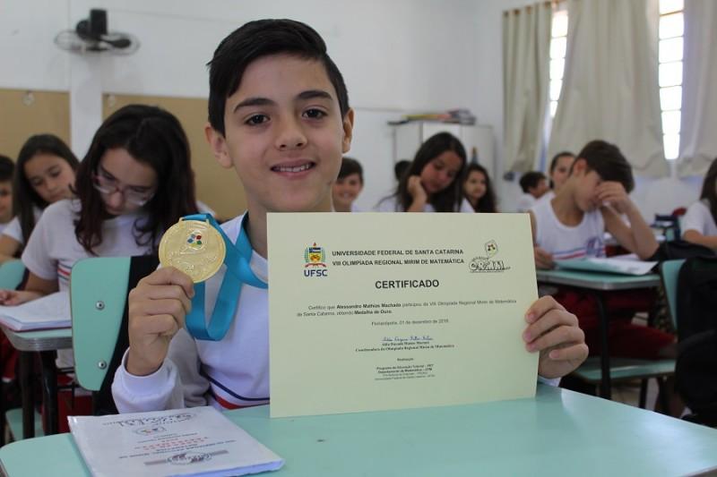 Içara conquista único ouro do Estado na Olimpíada Regional de Matemática de Santa Catarina
