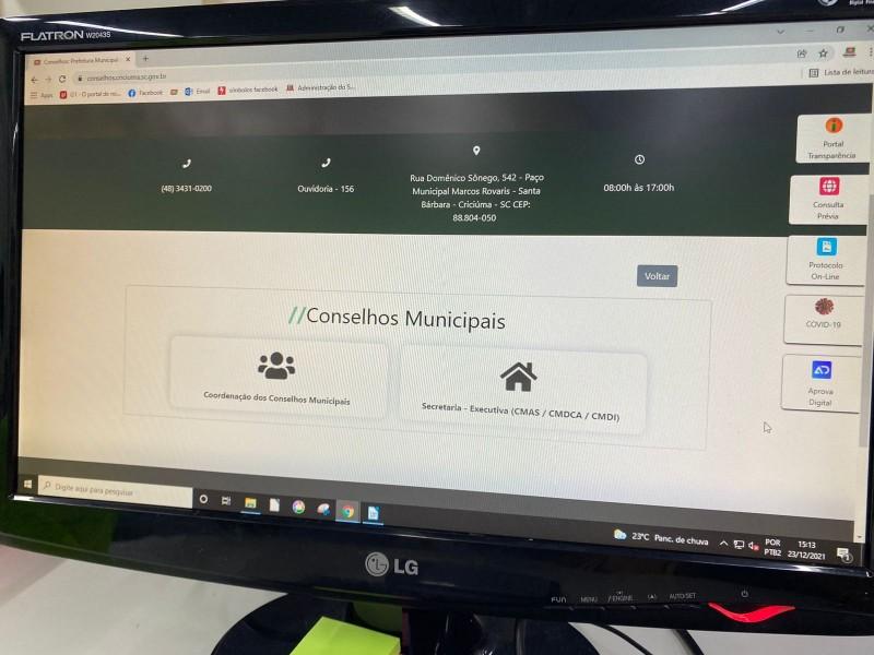 Ferramenta online dos conselhos municipais de Criciúma permite acesso à informação