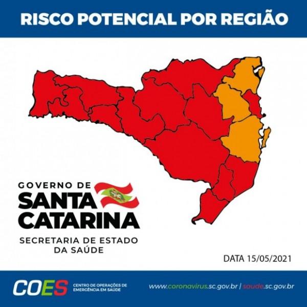 Matriz de Risco Potencial da Covid-19 aponta regiões do Sul do Estado ainda em nível gravíssimo