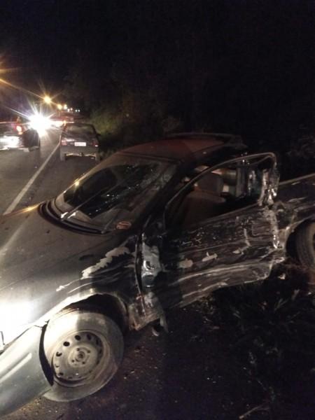Colisão entre caminhão e carro deixa uma pessoa ferida na SC-108