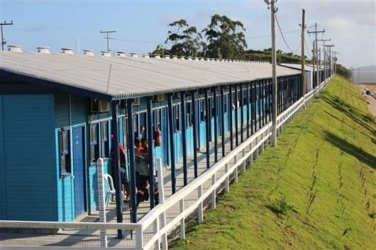 Canteiro de obras, o coração da construção da ponte Anita Garibaldi