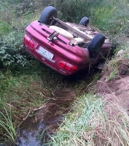 Carro capota, cai em vala e quatro mulheres ficam feridas