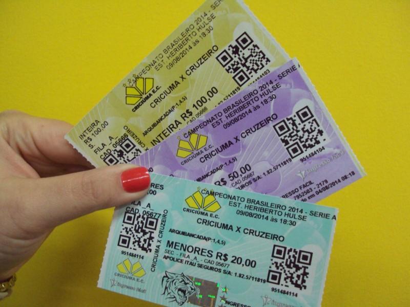 Ingressos à venda para o jogo contra o Cruzeiro