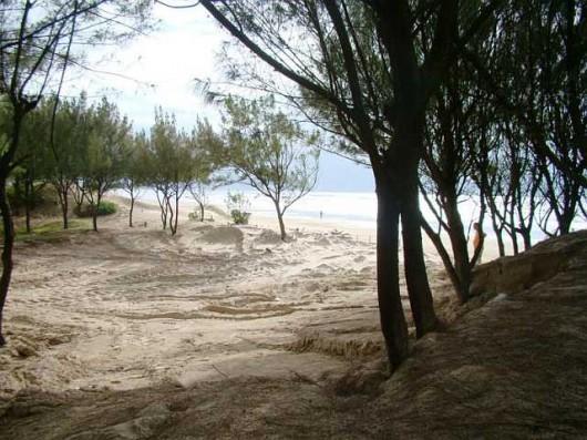 Máquinas recuperam dunas ocupadas por quiosques
