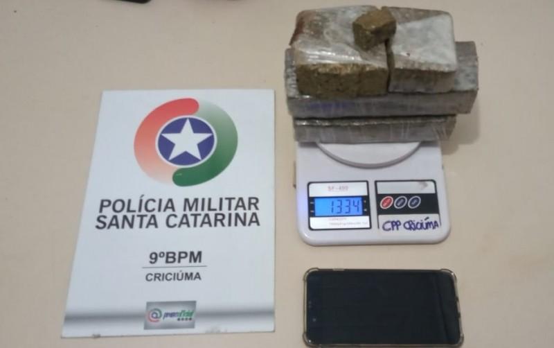 Jovem é preso com mais de um quilo de maconha em Içara 