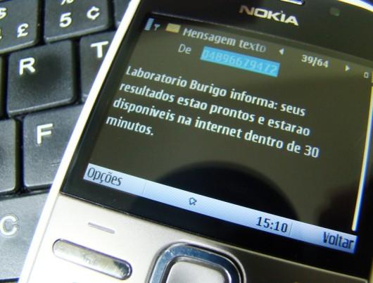 Mensagem avisa quando resultados de exames estão prontos