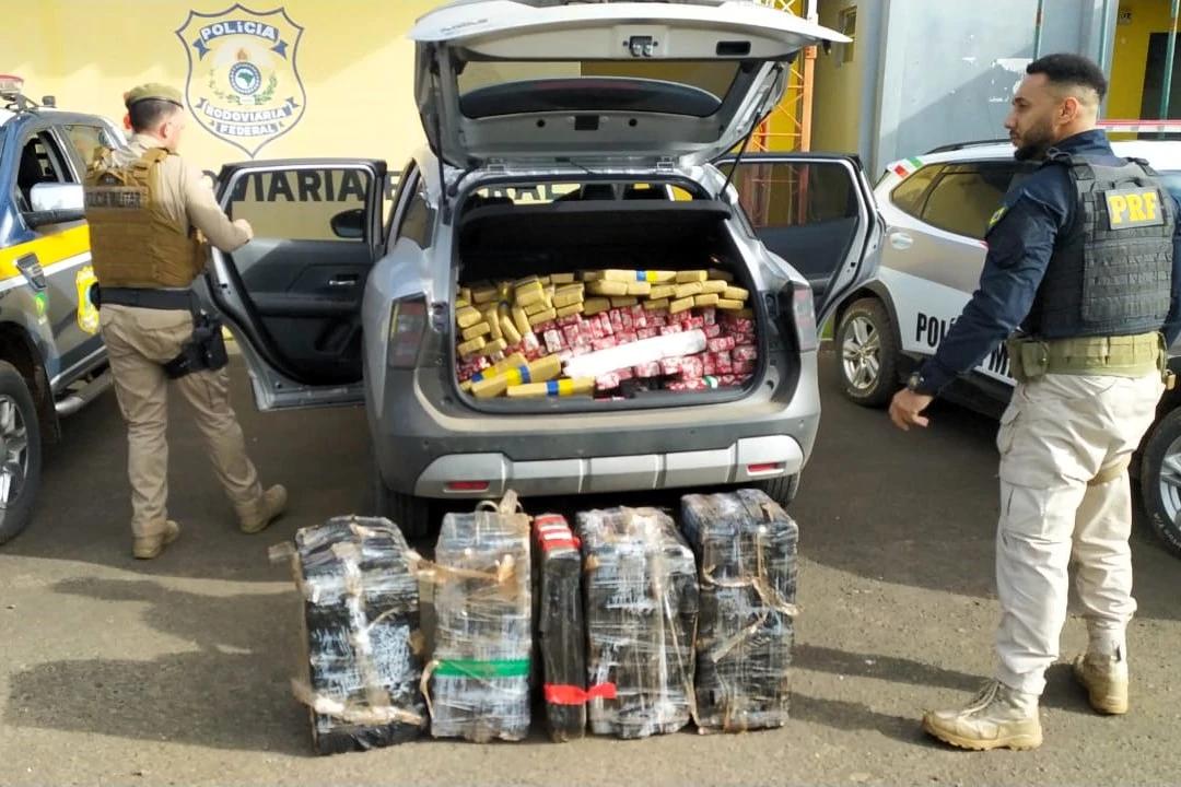 Vídeo: mais de meia tonelada de maconha é interceptada após perseguição no Planalto Norte