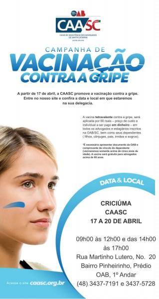 Gripe: Caixa de Assistência dos Advogados realiza campanha de vacinação 
