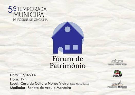 Temporada Municipal de Fóruns de Criciúma começa nesta semana 