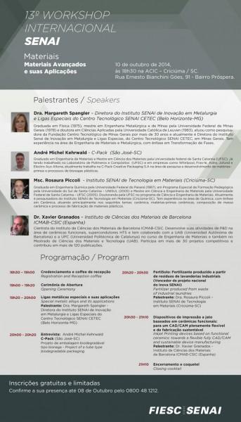 Senai promove WorkShop Internacional sobre Materiais Avançados e suas Aplicações