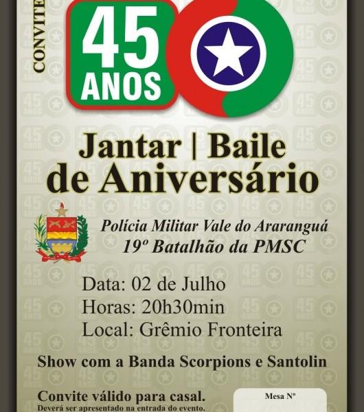 Baile dos 45 anos da Polícia Militar de Araranguá