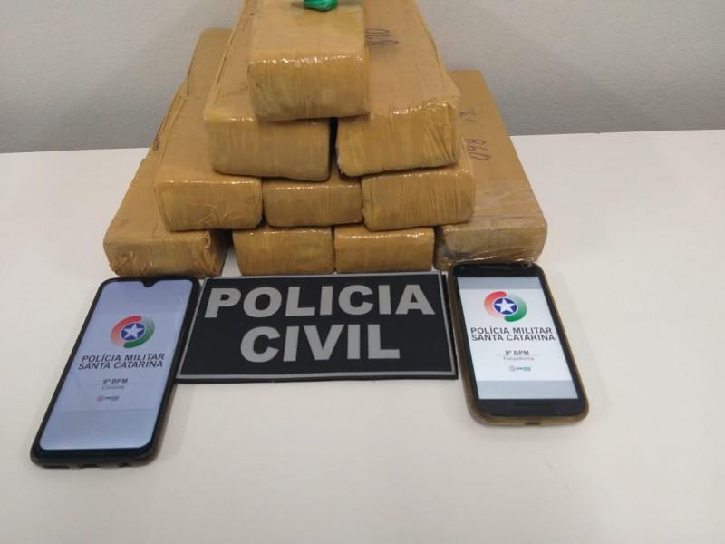 Polícias Militar e Civil realizam operação e apreendem oito quilos de maconha em Forquilhinha